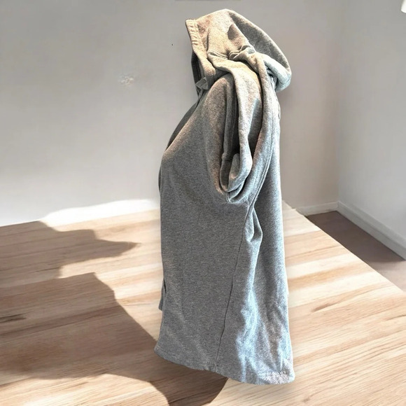 Mono b Women's Sweatshirt Hoodie Small/ Medium Heather Grey  Lace Crochet Accent - Picture 3 of 8